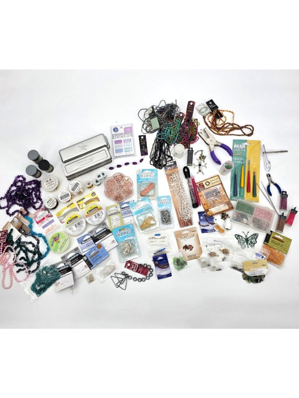 HUGE Jewelry Making Supply Lot Charms Necklaces Copper Beads Gems Tools most NEW